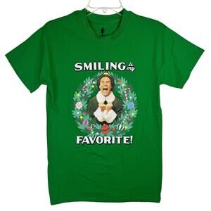 Buddy The Elf Smiling Is My Favorite T-Shirt Green Christmas Movie Womens S